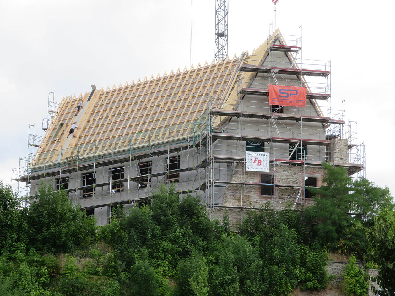 Dachtragwerk mit Dachaufbau ohne Dämmung und Dachschalung_4 Dachtragwerk mit Dachaufbau ohne Dämmung und Dachschalung_4